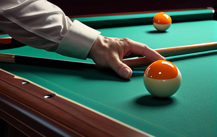**Billiard player meticulously controlling cue ball speed, illustrating precision and technique.**