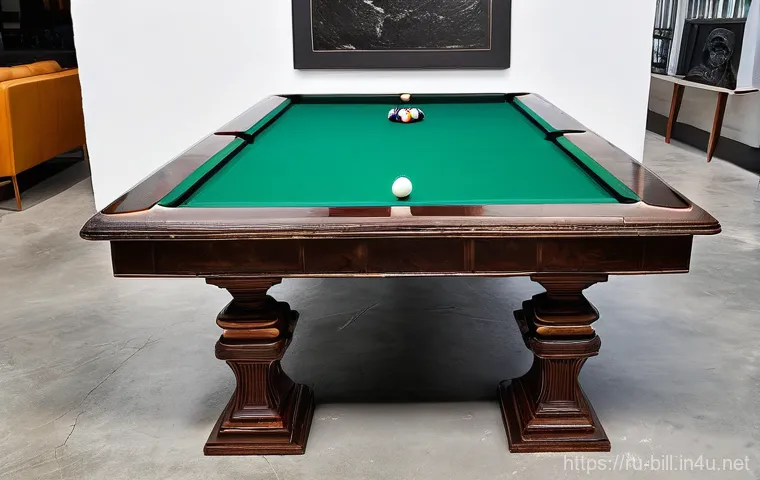 당구 기술 발전사 - **A Diptych: The Evolution of the Billiard Table**
    Create a diptych image contrasting two billia...