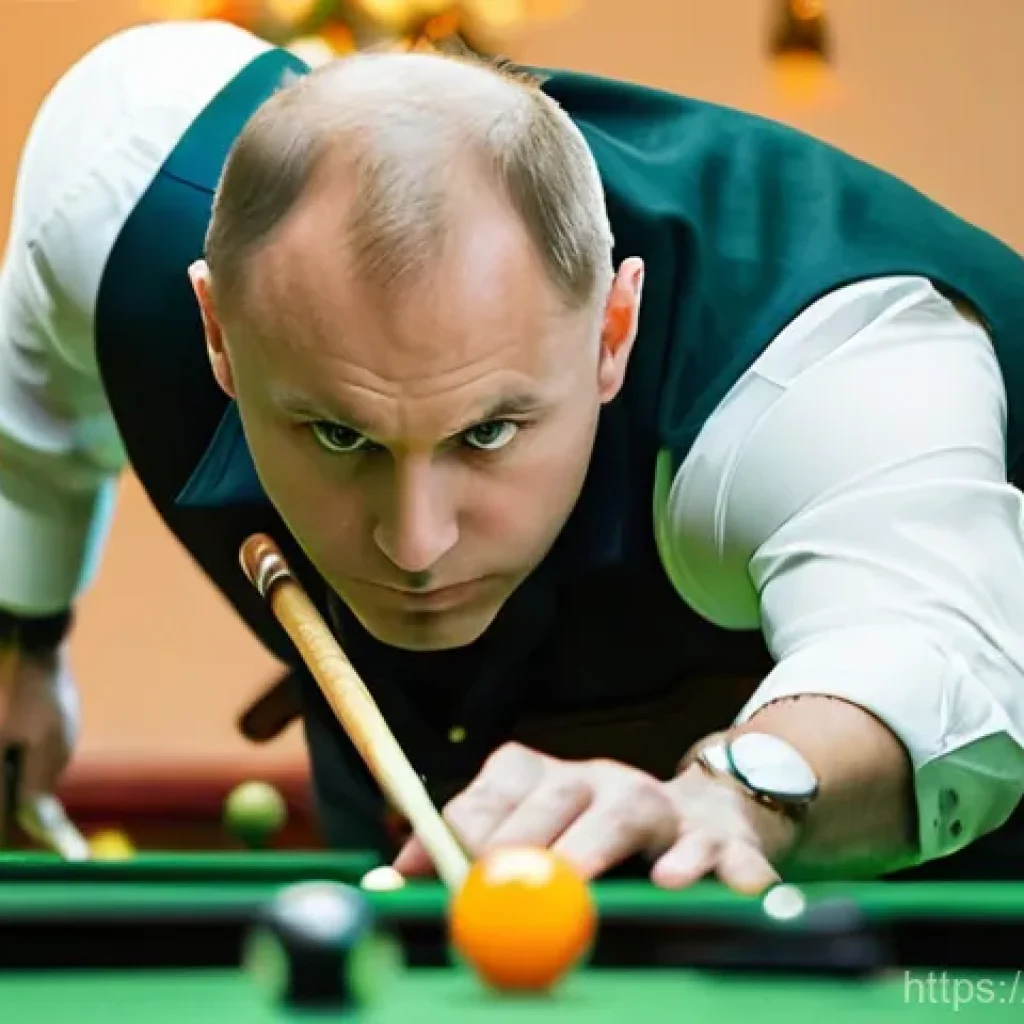 당구 게임 유형별 전략 - **Image Prompt 1: Focused Russian Pyramid Player**
"A male billiards player, approximately 35 ye...