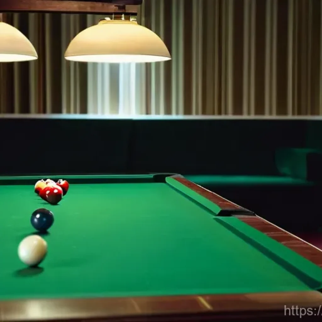 당구 영상 촬영 팁 - **Prompt:** A professional, high-angle shot capturing a pristine billiard table during a quiet momen...