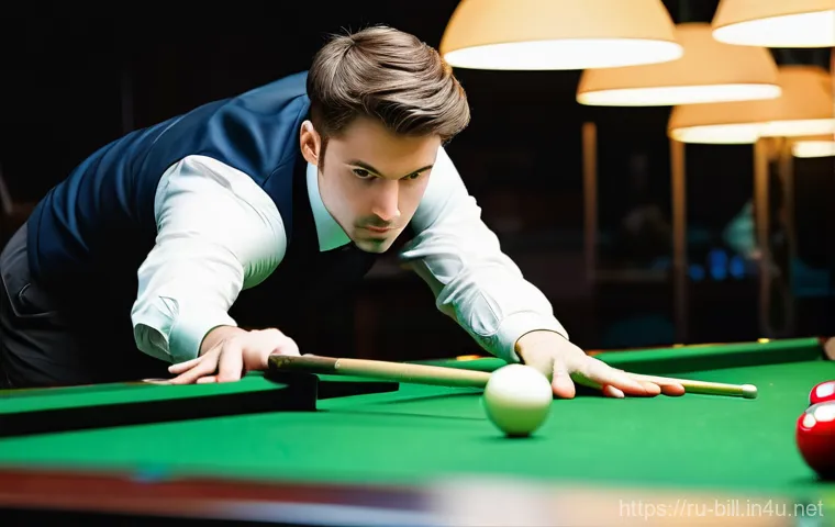 당구 영상 촬영 팁 - **Prompt:** A professional, high-angle shot capturing a pristine billiard table during a quiet momen...