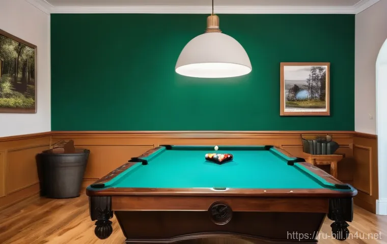 당구 테이블 크기별 차이 - A focused young man, in his late teens, is practicing a precise shot on a 7-foot pool table in a wel...