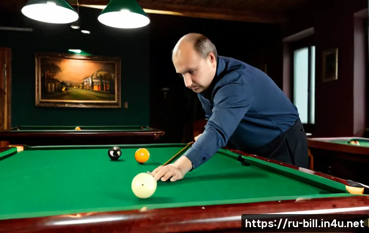 당구 클리닝 키트 사용법 - Photorealistic instructional scene in a cozy Russian billiards club, a neatly dressed adult carefull...